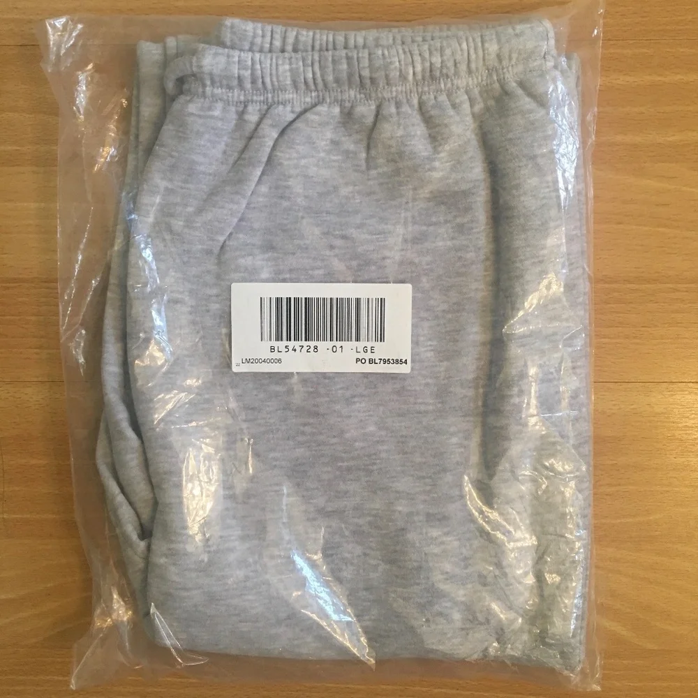 NEW Fleece Sweat Pants - Heather Grey - Size Large - Picture 3 of 4